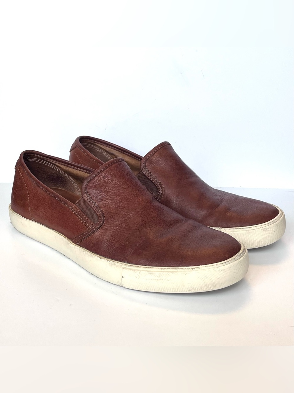 FRYE Men’s Leather Slip-On Casual Sneakers Chestnut Cognac Brown Size 9.5